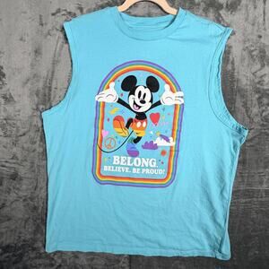 Disney Mickey Mouse Graphic Tank Top Mens XL‎ Cotton Vintage Style Blue